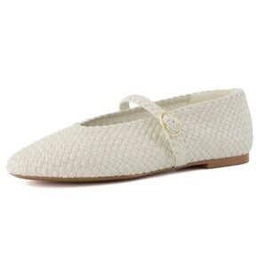 🌼HOUSE OF HARLOW🌼 NWT Bistro Cream Woven Mary Jane Ballet Flats, Size 10
